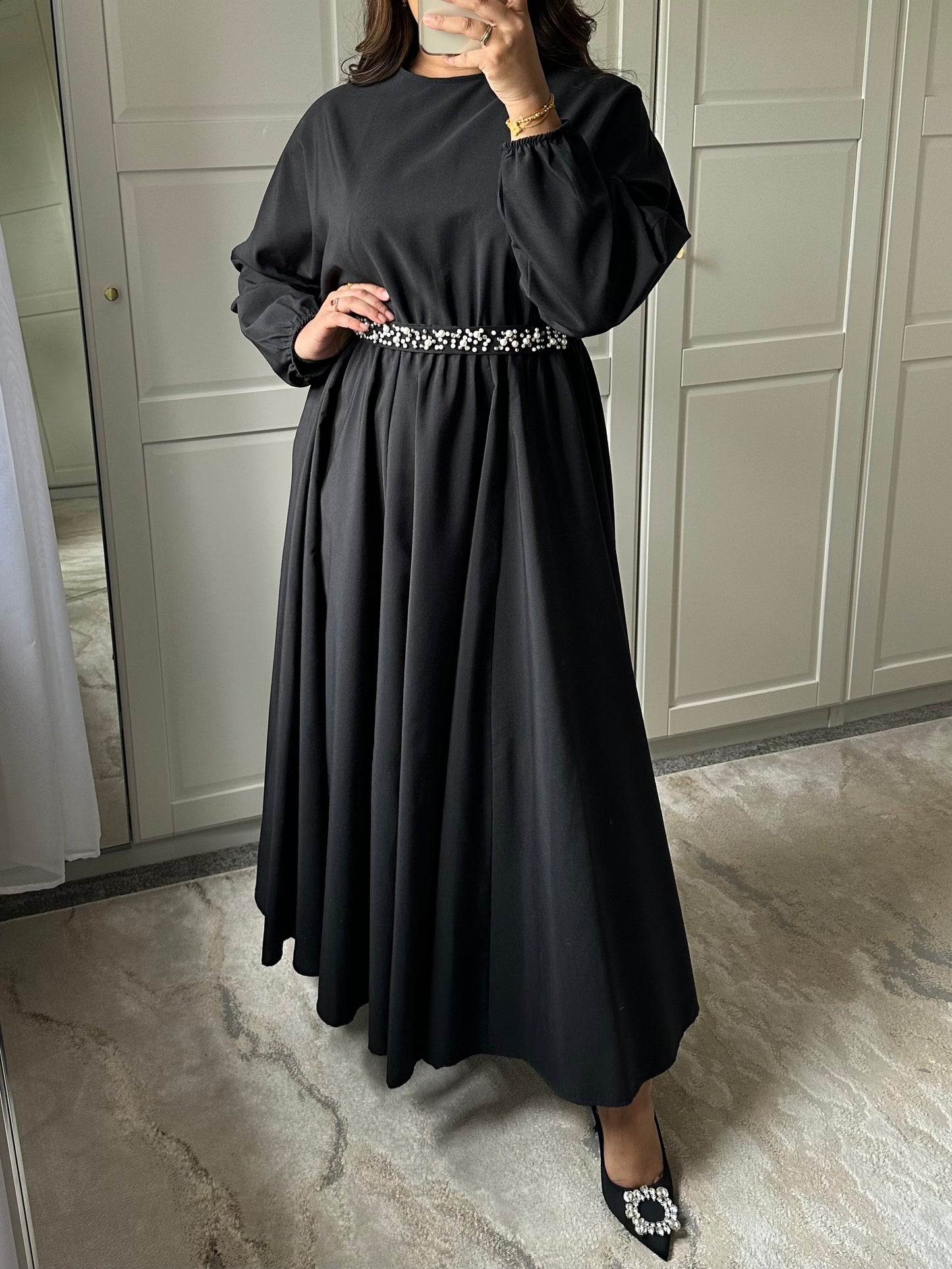 Hana pearl belted dress