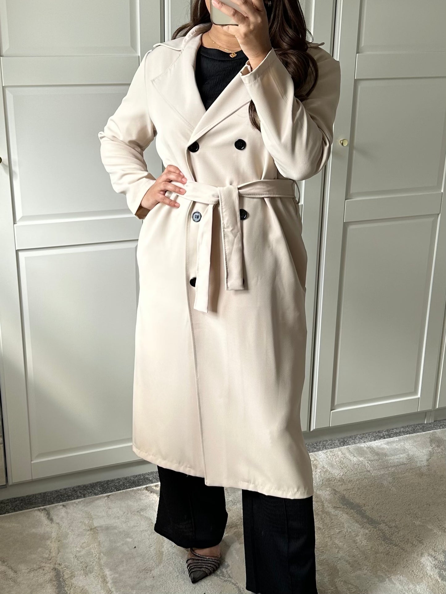 Alia Trench Style Coat in Beige