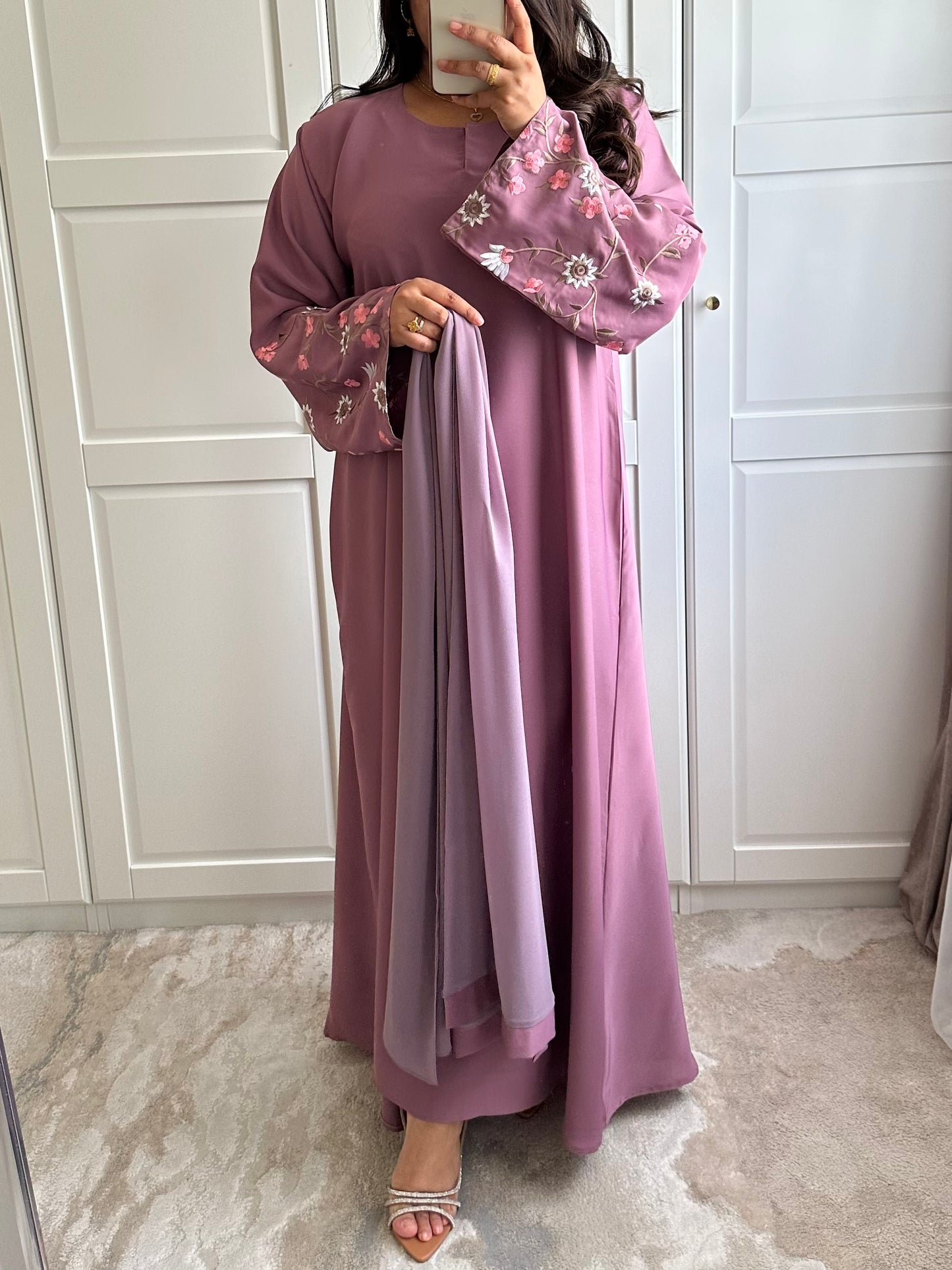 Inaya Lilac Embroidered Abaya