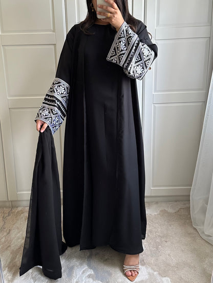 Fida Black Embroidered Abaya