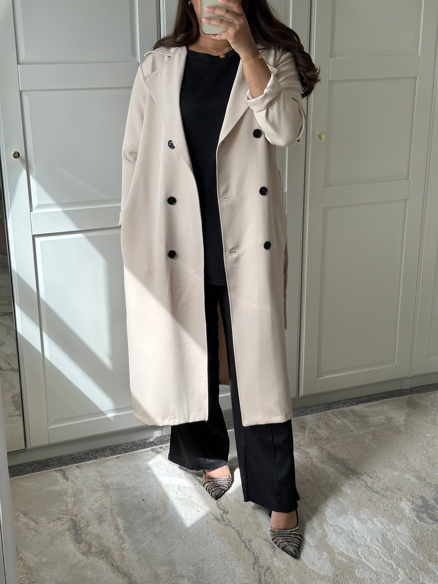 Alia Trench Style Coat in Beige