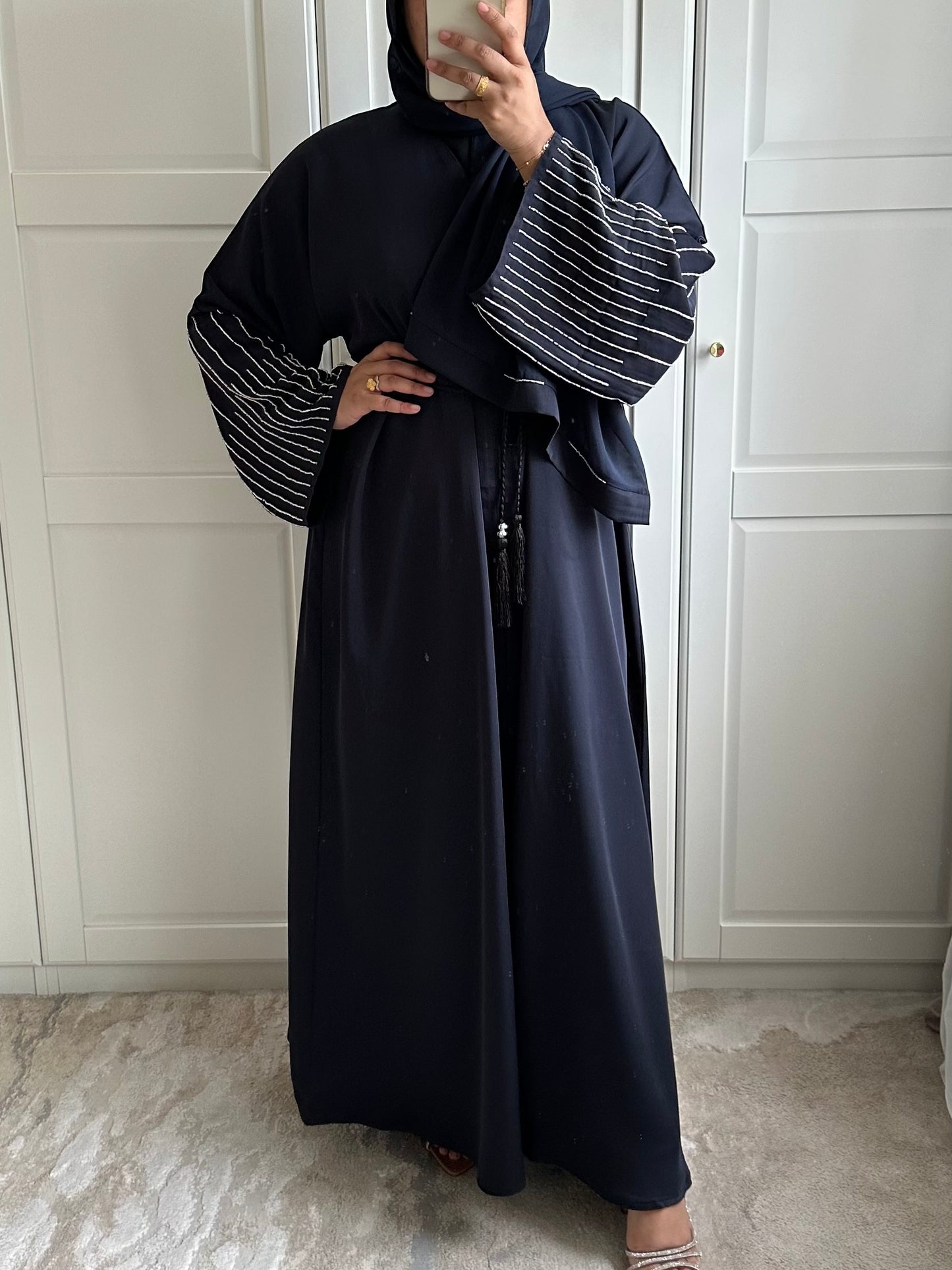 Zoya Navy Embellished Abaya