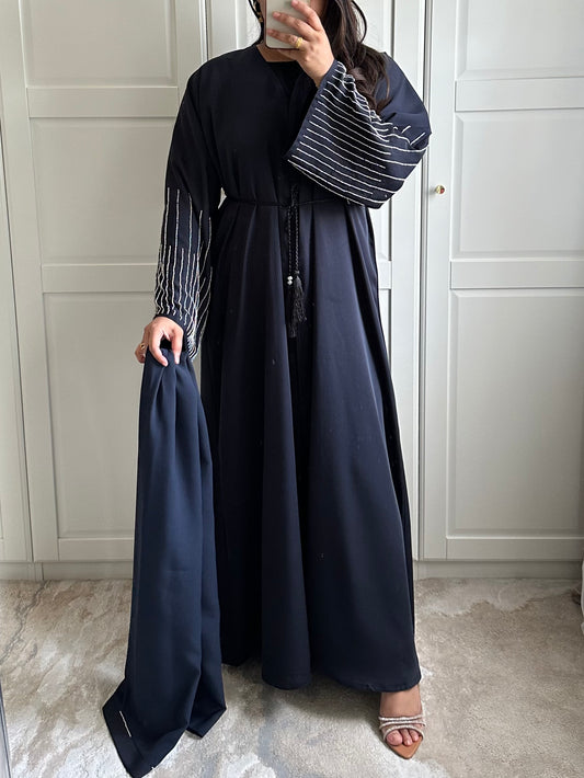 Zoya Navy Embellished Abaya