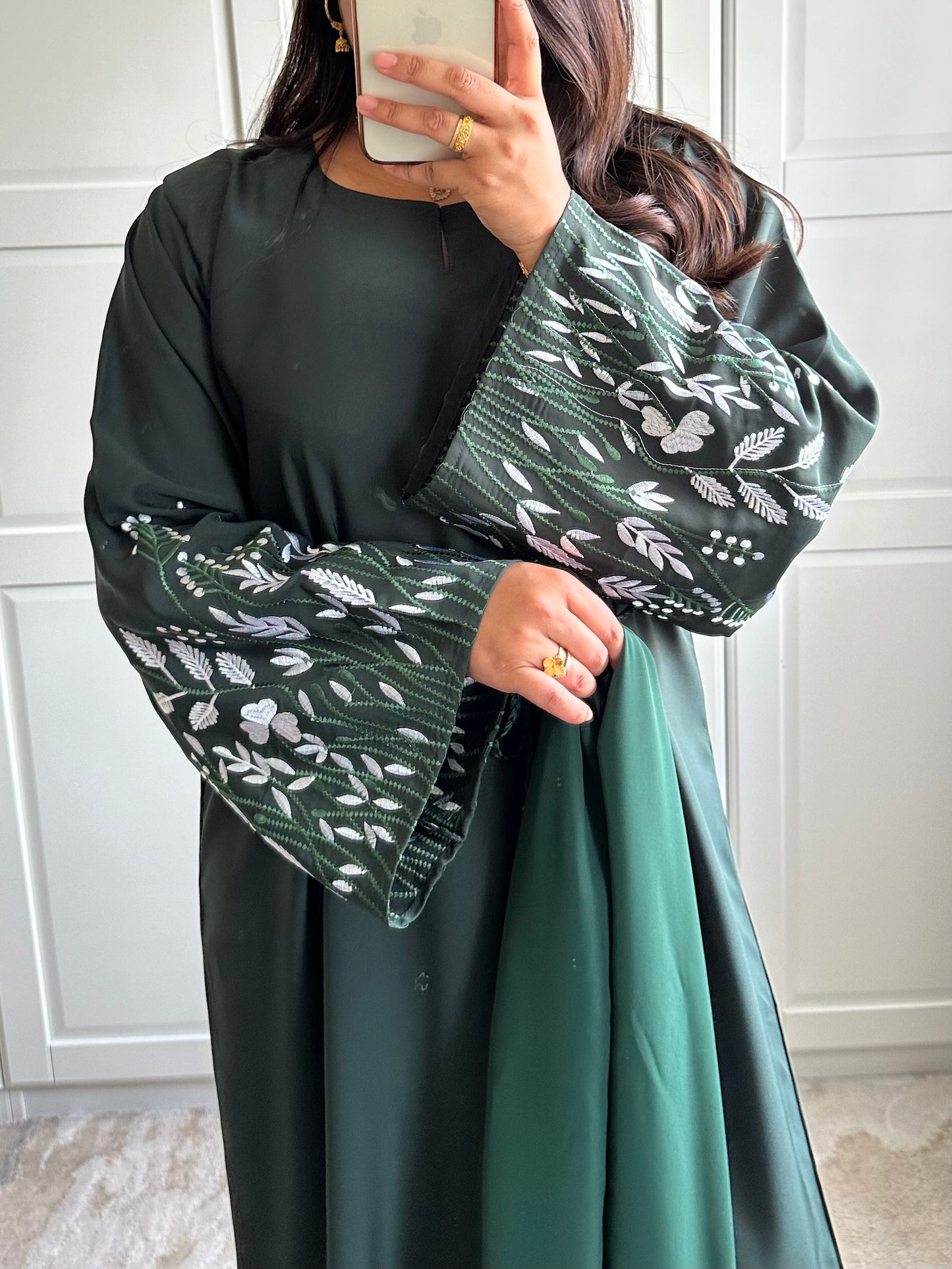 Esma Green Embroidered Abaya