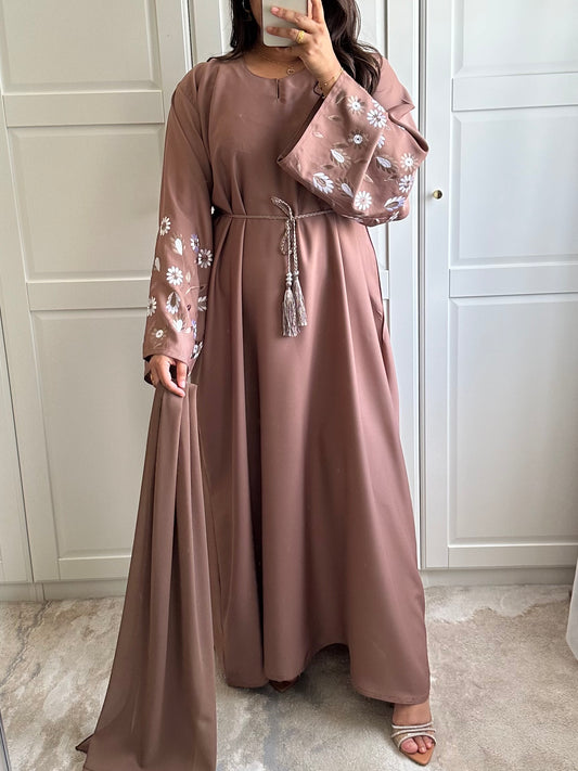 Ayah Mauve Embroidered Abaya