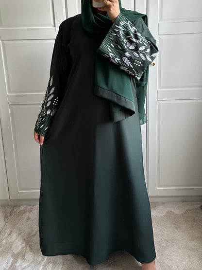 Esma Green Embroidered Abaya