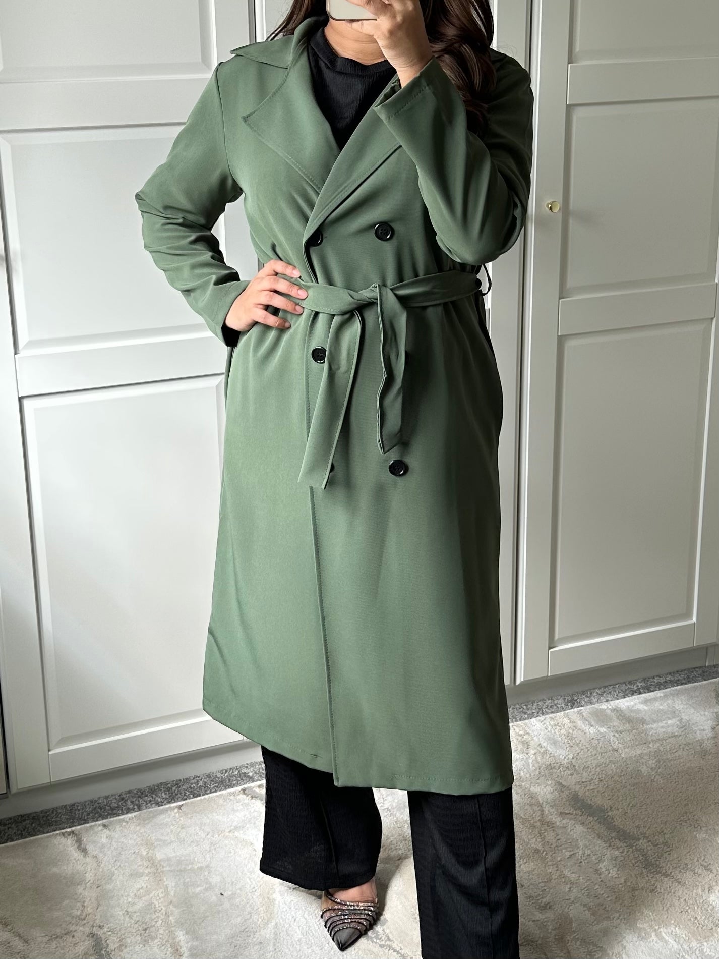 Alia Trench Style Coat in Green