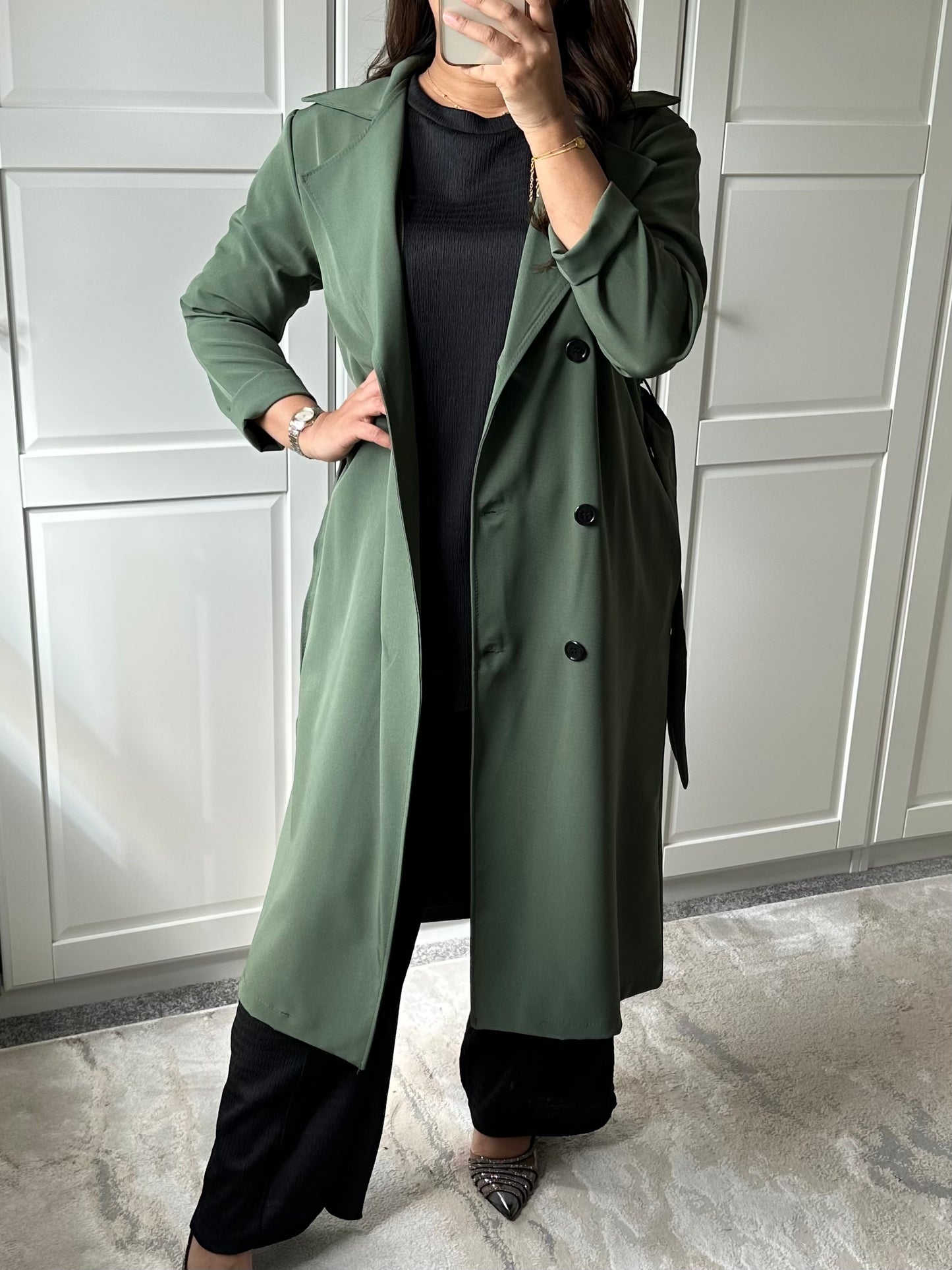 Alia Trench Style Coat in Green