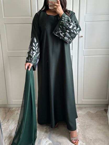 Esma Green Embroidered Abaya