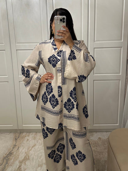 Eliza V-Neck Pattern Co-Ord