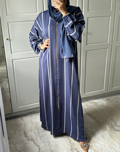 Eisha Zipped Abaya in Blue