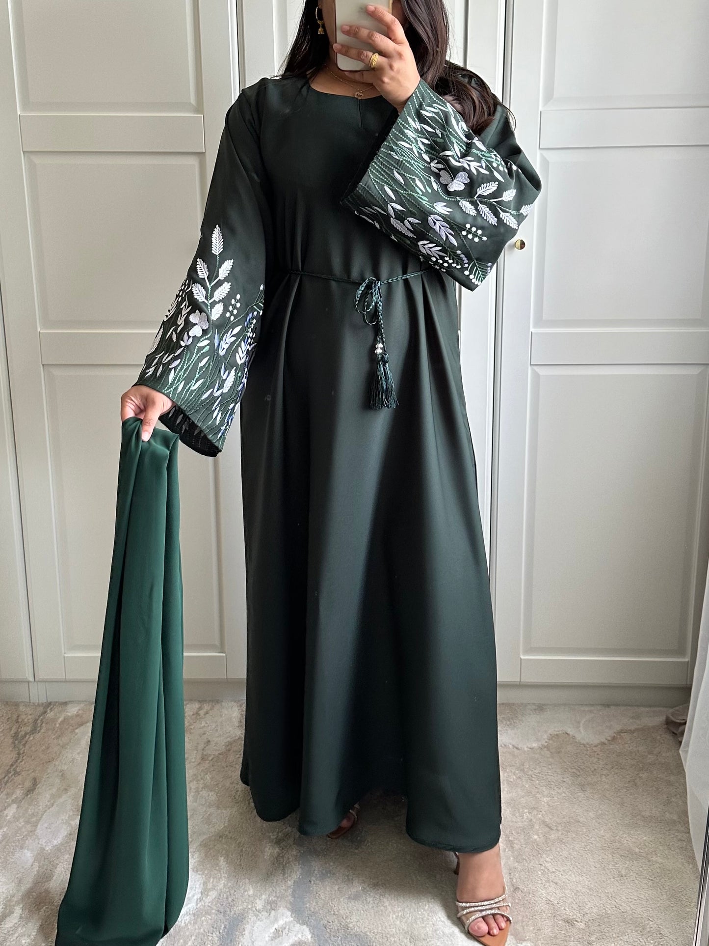 Esma Green Embroidered Abaya