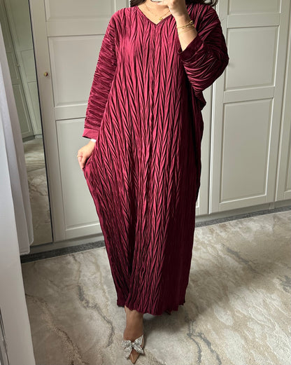 Eila crinkle dress in Ruby