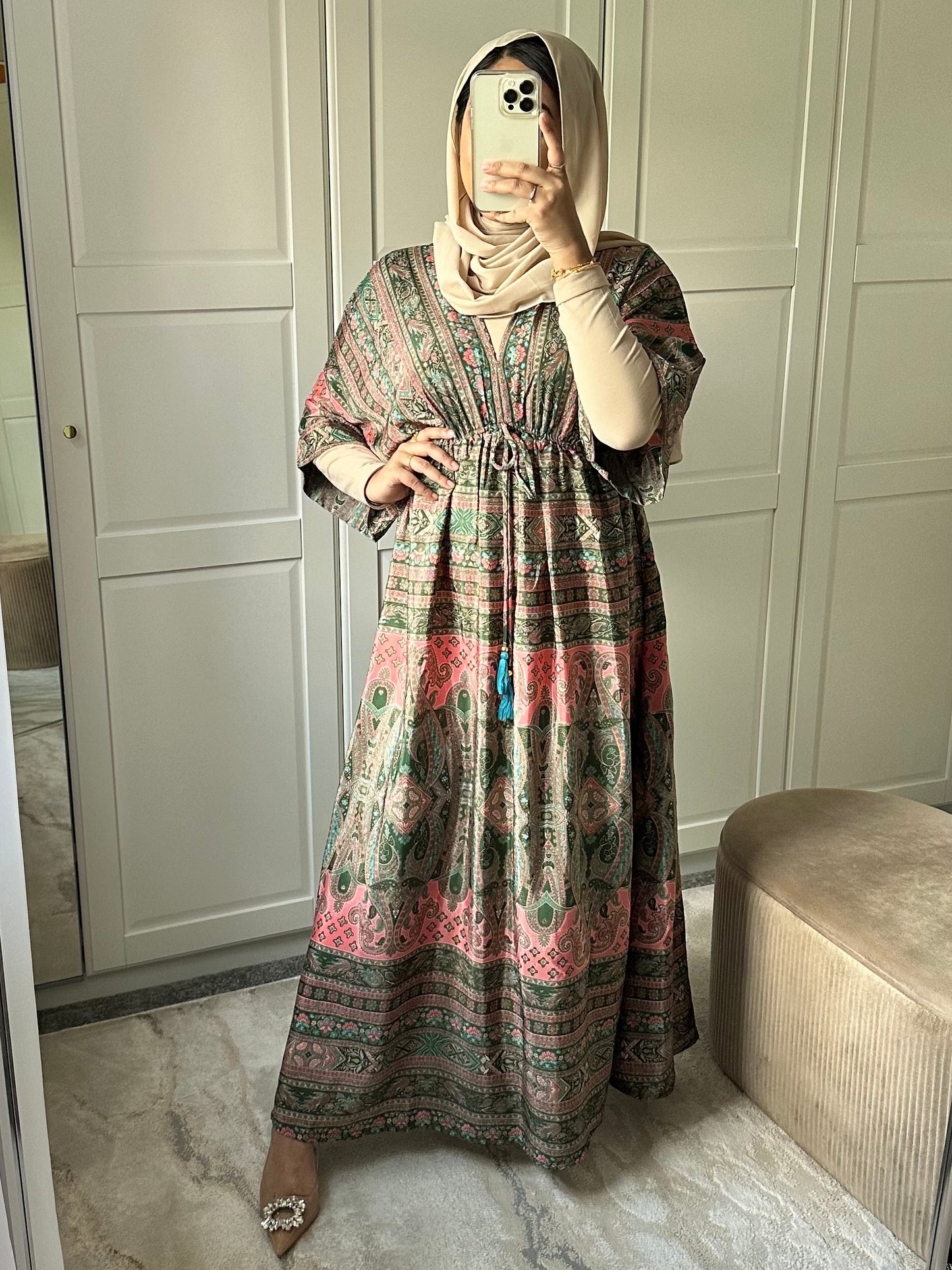 Farheen dress in Green and Pink