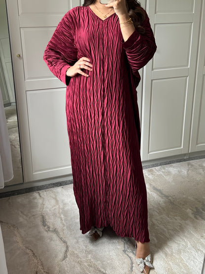 Eila crinkle dress in Ruby